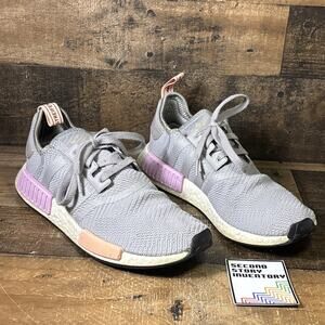 Adidas NMD R1 Shoes Women Size 10 Gray Pink Purple Boost Running Sneaker B37647